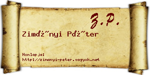 Zimányi Péter névjegykártya
