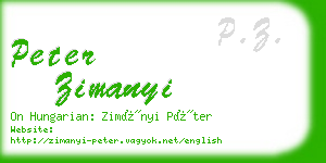 peter zimanyi business card